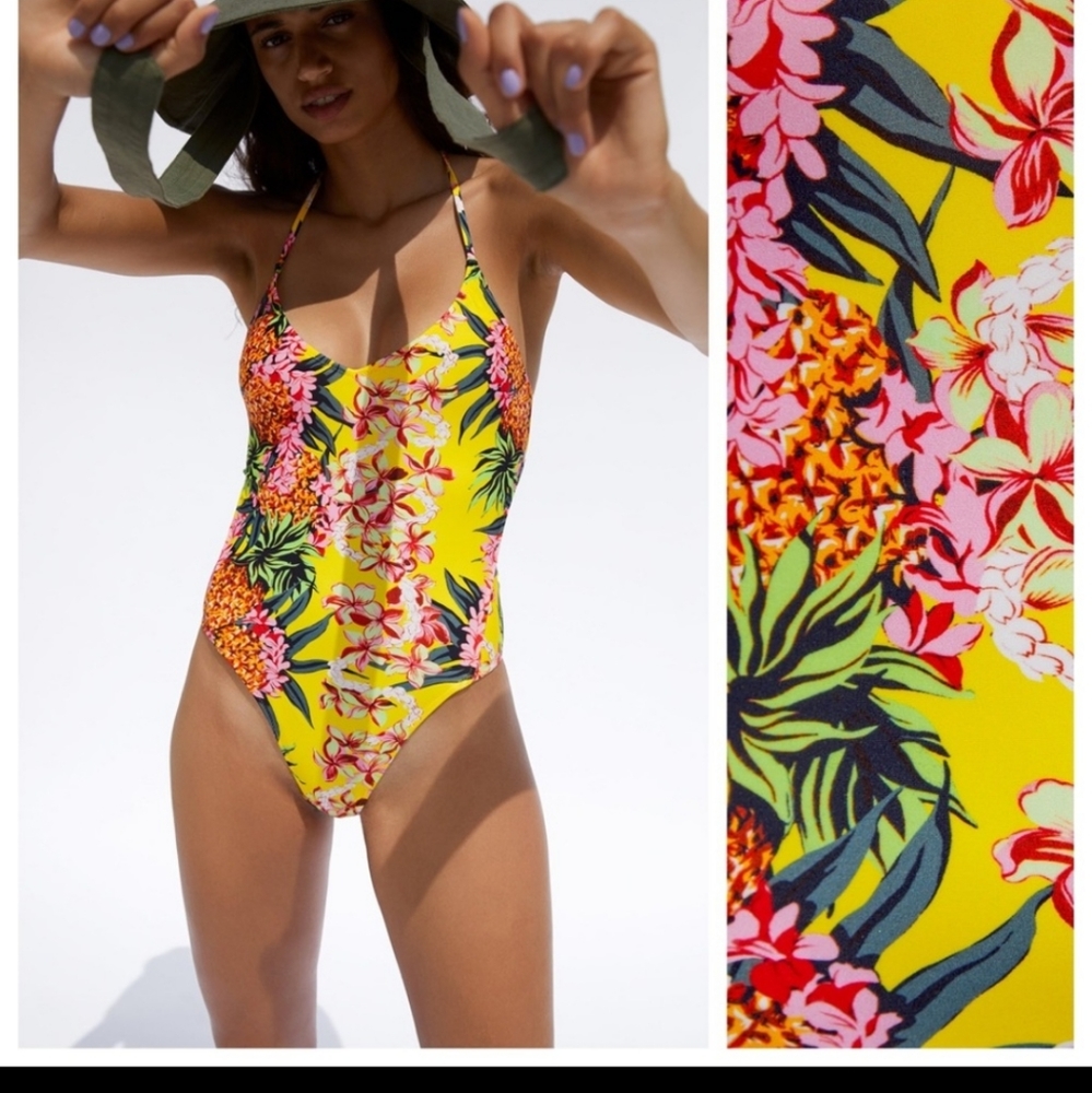 Zara tropical one piece swimsuit size small/med